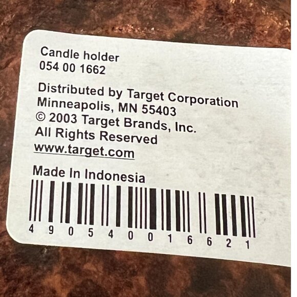 NWT! Vtg  Etched Terracotta Candle Holder Indonesia Floral 2003 Target - Picture 9 of 9